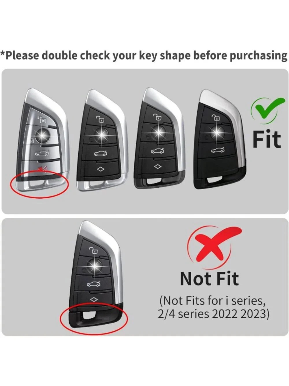 Carbon Fiber Key Fob Cover Case for BMW 2-8 Series & X1-X7 Models (Black)